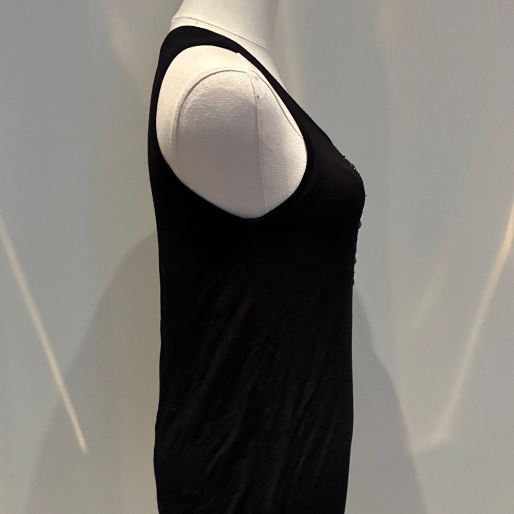 Tristan Black Tank Top with Silver Accents - Picture 3 of 5